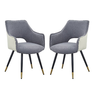 Venera Grey/Cream Armed Dining Chairs. Sold as Each. Boxed in Set of 2