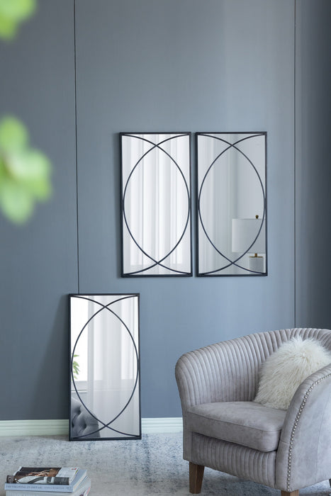 Set of 3 Black Swirl Wall Iron Frame Mirror 81