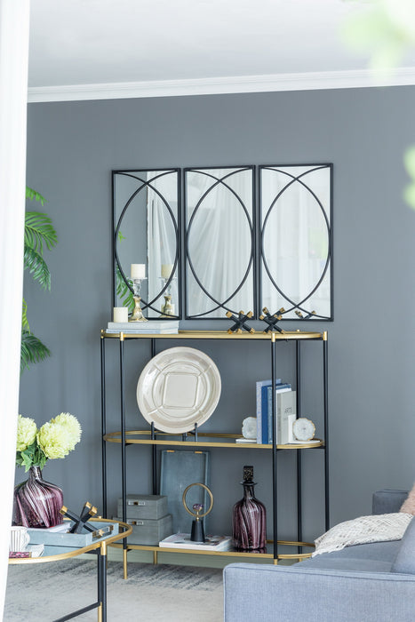 Set of 3 Black Swirl Wall Iron Frame Mirror 81