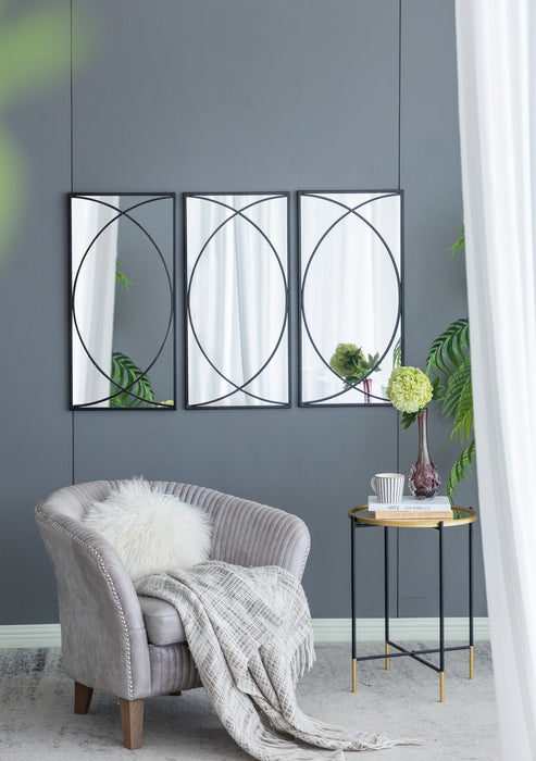 Set of 3 Black Swirl Wall Iron Frame Mirror 81