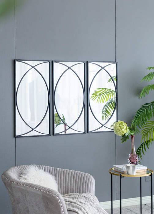 Set of 3 Black Swirl Wall Iron Frame Mirror 81