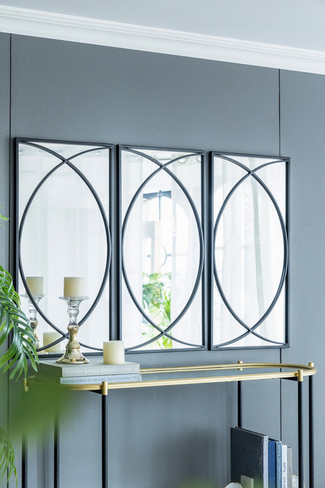 Set of 3 Black Swirl Wall Iron Frame Mirror 81