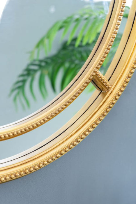 Beaded Framed Round Gold Wall Mirror 90