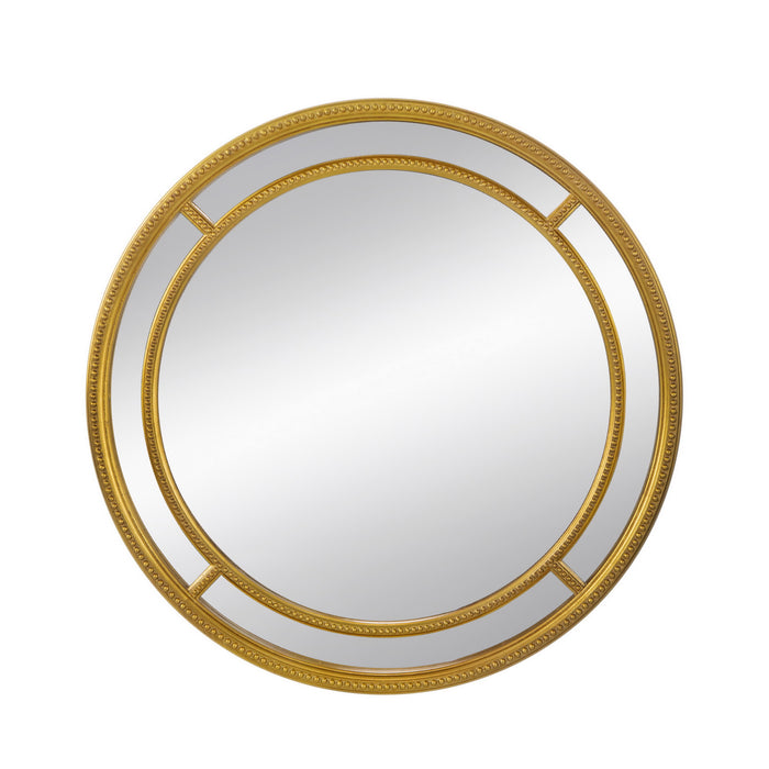 Beaded Framed Round Gold Wall Mirror 90