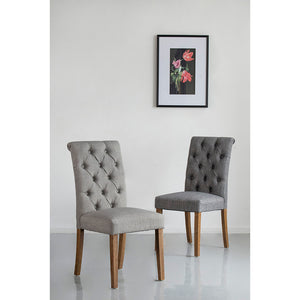 Grey Buttoned Back Armless Dining Chairs Set of 2