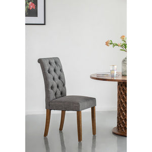 Grey Buttoned Back Armless Dining Chairs Set of 2