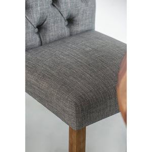 Grey Buttoned Back Armless Dining Chairs Set of 2