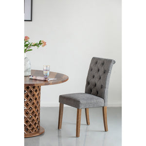 Grey Buttoned Back Armless Dining Chairs Set of 2