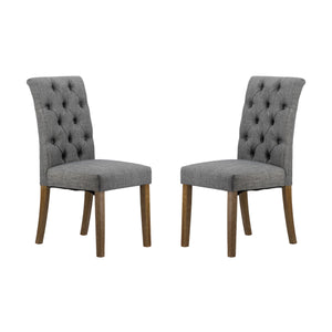 Grey Buttoned Back Armless Dining Chairs Set of 2