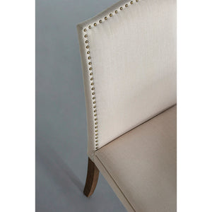 Studded Beige Armless Dining Chairs Set of 2