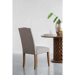 Studded Smoky Grey Armless Dining Chairs Set of 2