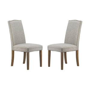 Studded Smoky Grey Armless Dining Chairs Set of 2