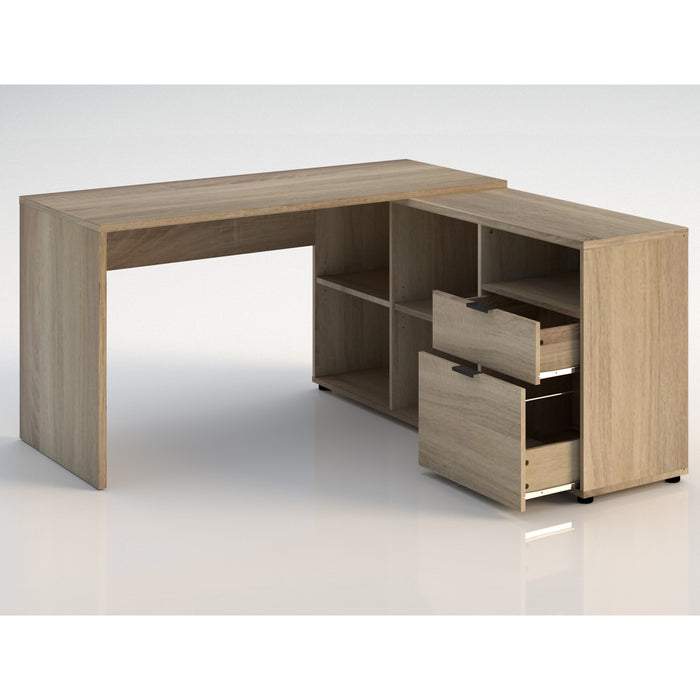 Rico 2 Drawer 5 Compartment Executive Desk - Light Sonoma Oak
