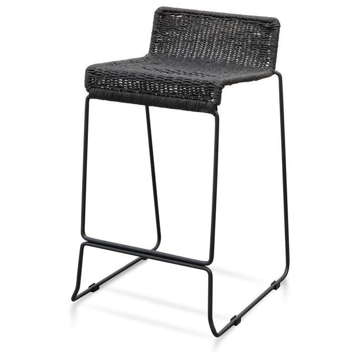 CBS2470-NH 65cm Bar Stool - Black Cord Seat - Black Frame