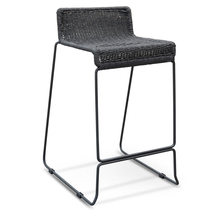 CBS2470-NH 65cm Bar Stool - Black Cord Seat - Black Frame