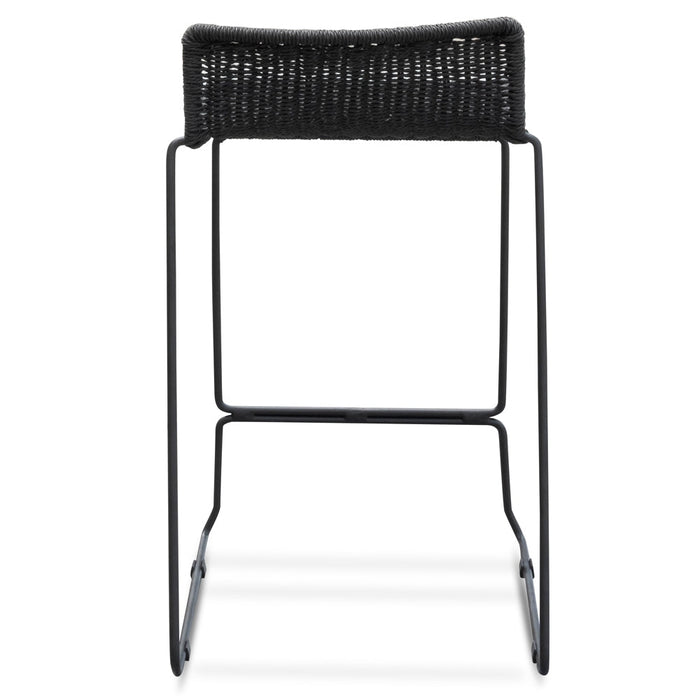 CBS2470-NH 65cm Bar Stool - Black Cord Seat - Black Frame