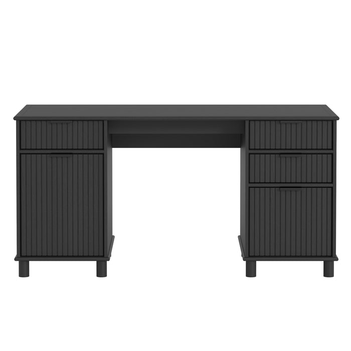 Sorrento Desk W/Drawers - Woodgrain Black