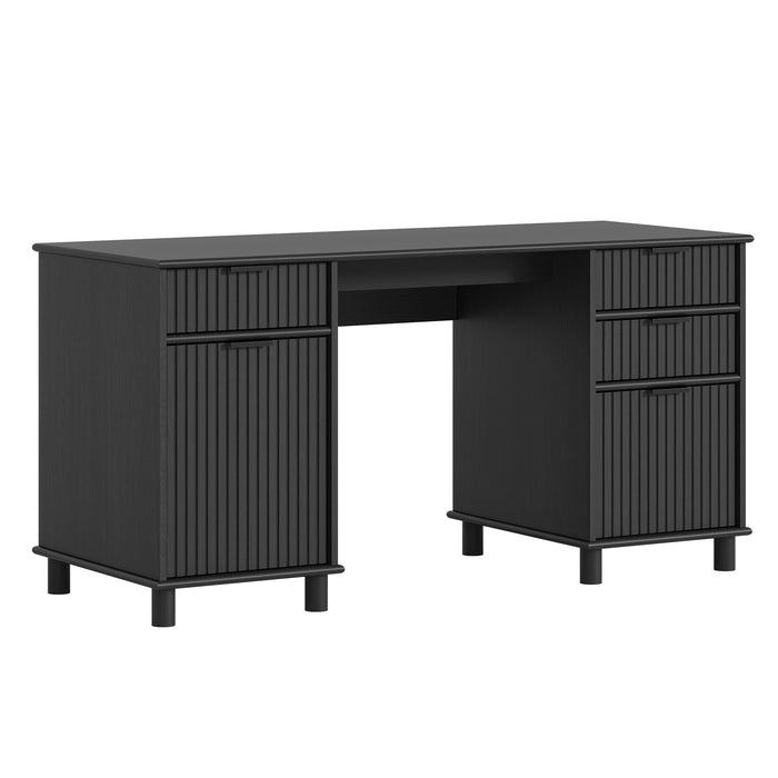 Sorrento Desk W/Drawers - Woodgrain Black