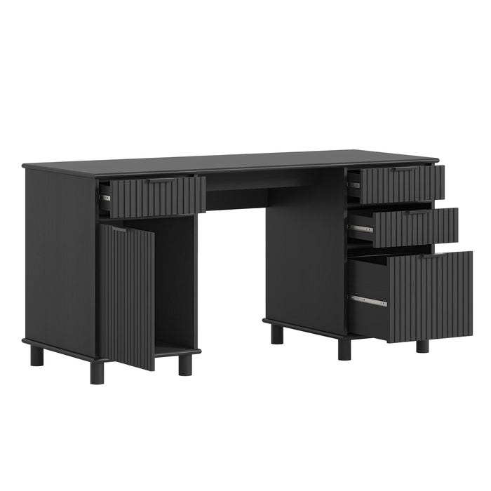 Sorrento Desk W/Drawers - Woodgrain Black