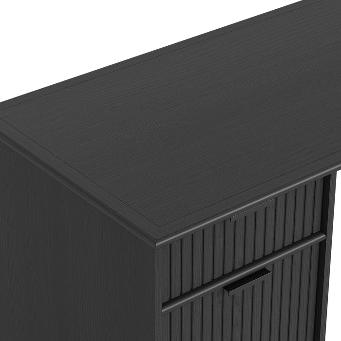 Sorrento Desk W/Drawers - Woodgrain Black
