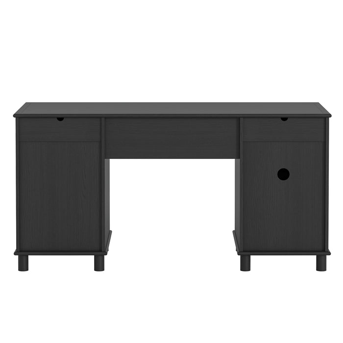 Sorrento Desk W/Drawers - Woodgrain Black
