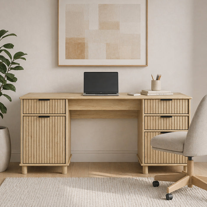 Sorrento Desk W/Drawers - Swedish Oak