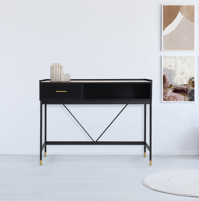 Alcona Console Table - Matte Black With Sintered Stone