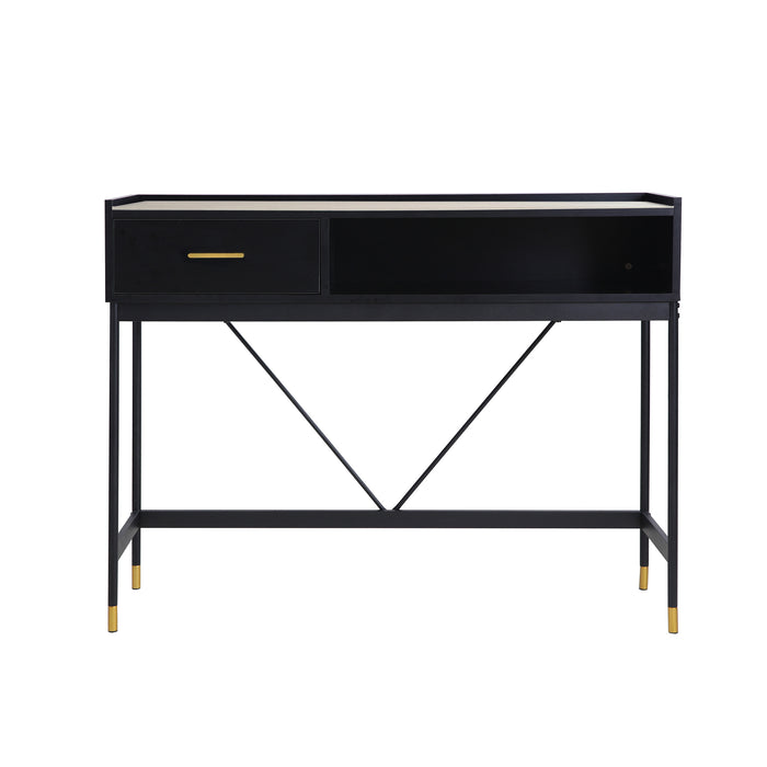 Alcona Console Table - Matte Black With Sintered Stone