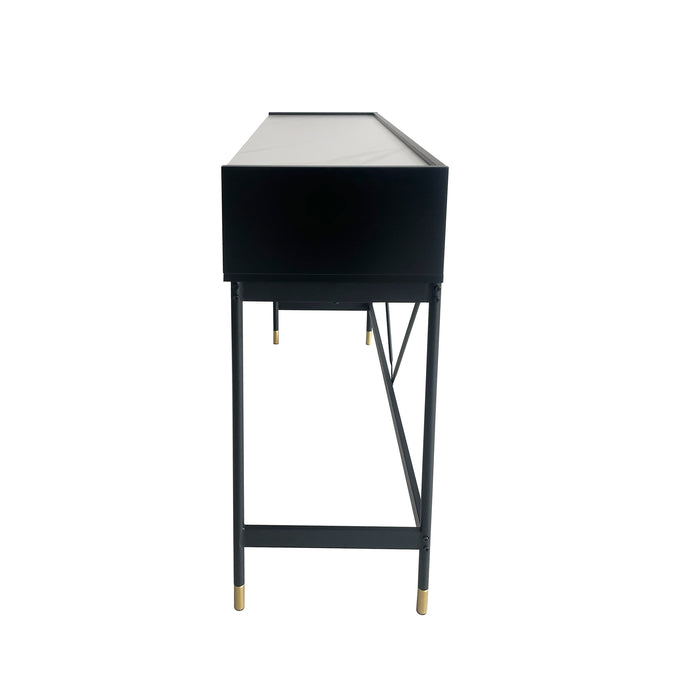 Alcona Console Table - Matte Black With Sintered Stone