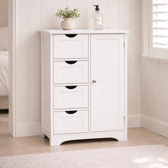 Maine 4 Drawer 1 Door Multipurpose Bathroom Cabinet