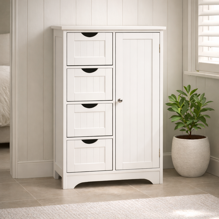 Maine 4 Drawer 1 Door Multipurpose Bathroom Cabinet