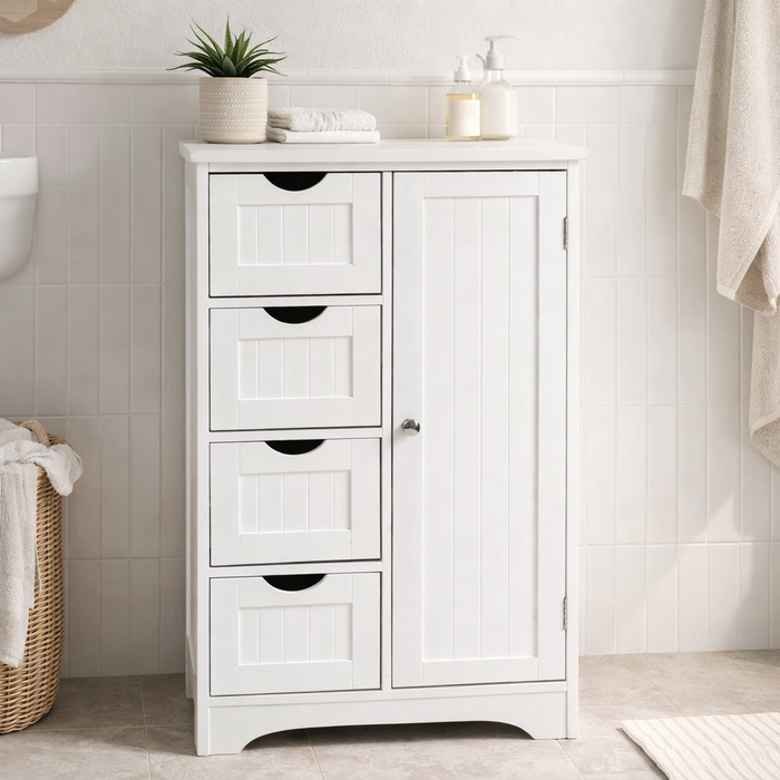 Maine 4 Drawer 1 Door Multipurpose Bathroom Cabinet