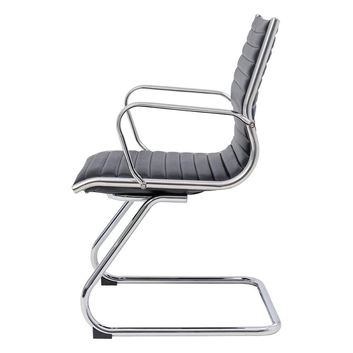 Metro Cantilever Visitor Chair with fixed arms, PU mid-back, PU seat, chrome cantilever base