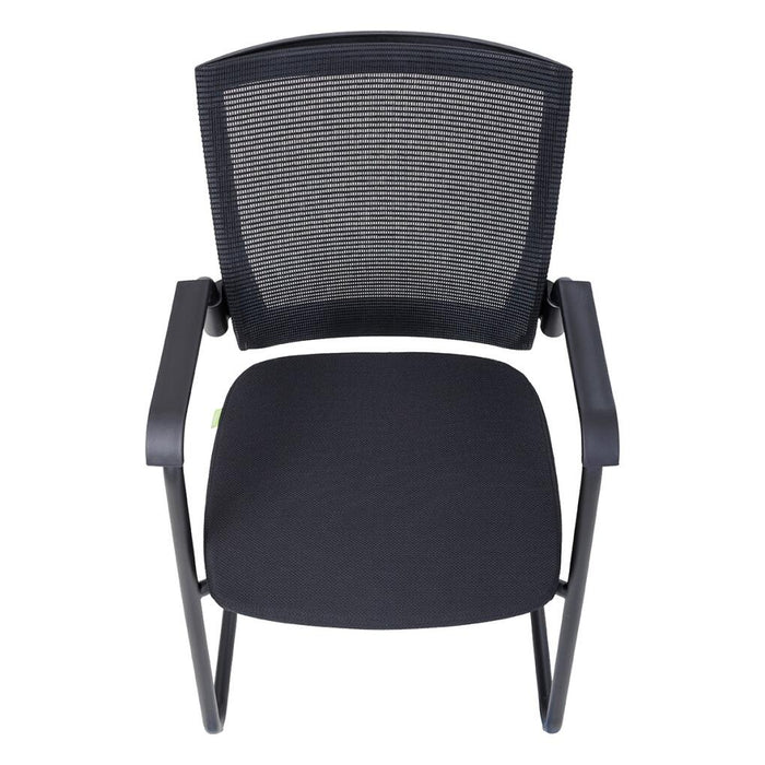 Balance Cantilever Visitor Chair with fixed arms, mesh back, fabric seat, cantilever base