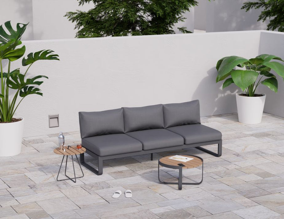 Fino Outdoor 3 Seater Sun Lounge in Matt Charcoal Frame / Dark Grey Fabric