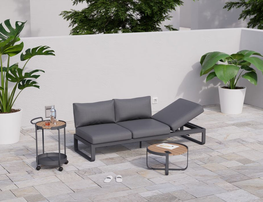 Fino Outdoor 3 Seater Sun Lounge in Matt Charcoal Frame / Dark Grey Fabric