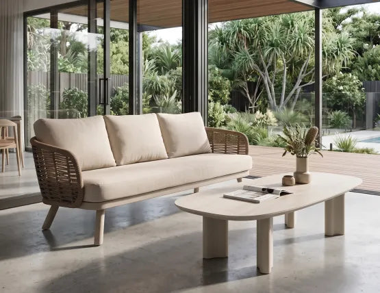 Vela Coffee Table - Outdoor - latte - Dune Ceramic Top, 150cm W
