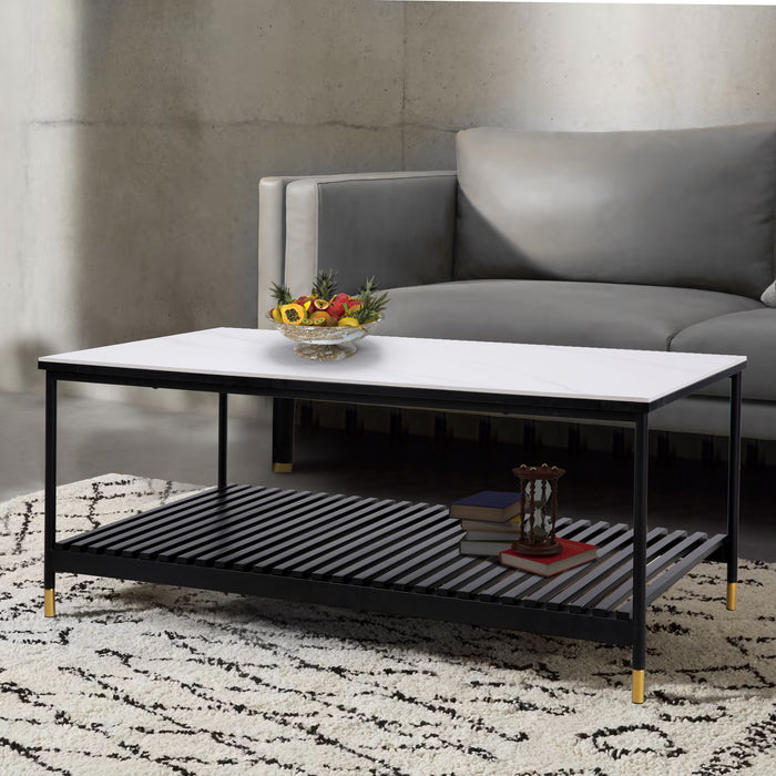 Alcona Coffee Table - Matte Black With Sintered Stone