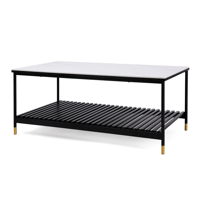 Alcona Coffee Table - Matte Black With Sintered Stone