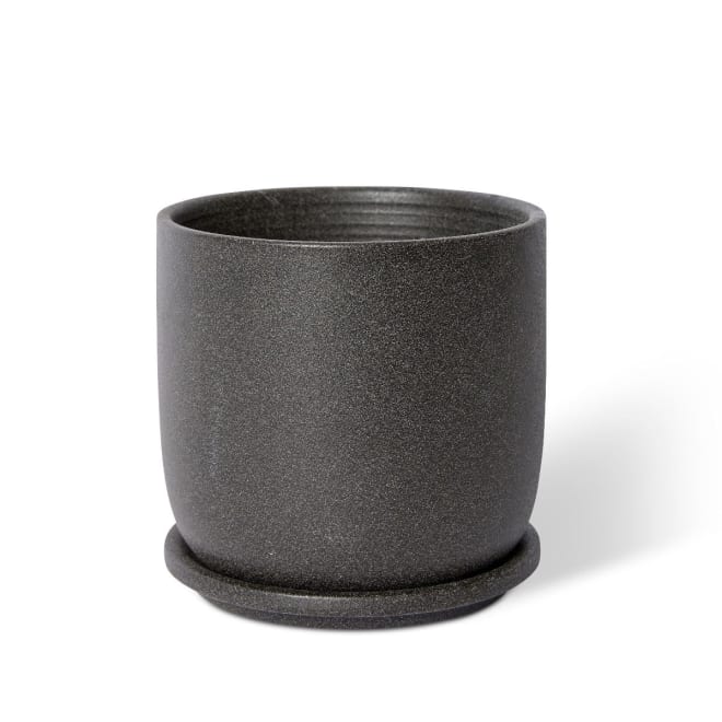 Allegra Pot w Saucer - Black, 15cm (H)
