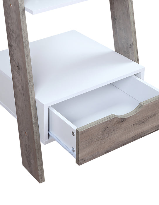 5 Shelf Ladder Shelf In White And Grey