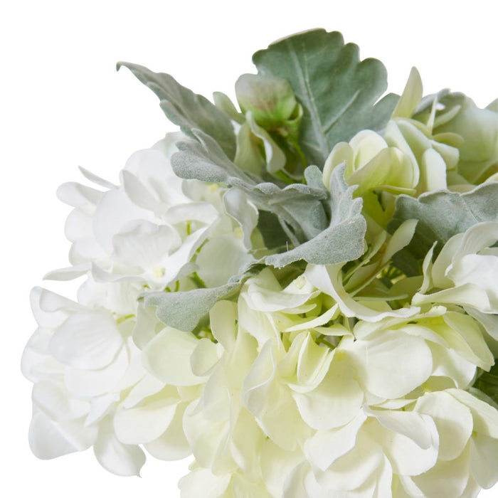 Hydrangea Alice Bouquet Pack of 12 - White/Green, 28cm (H)