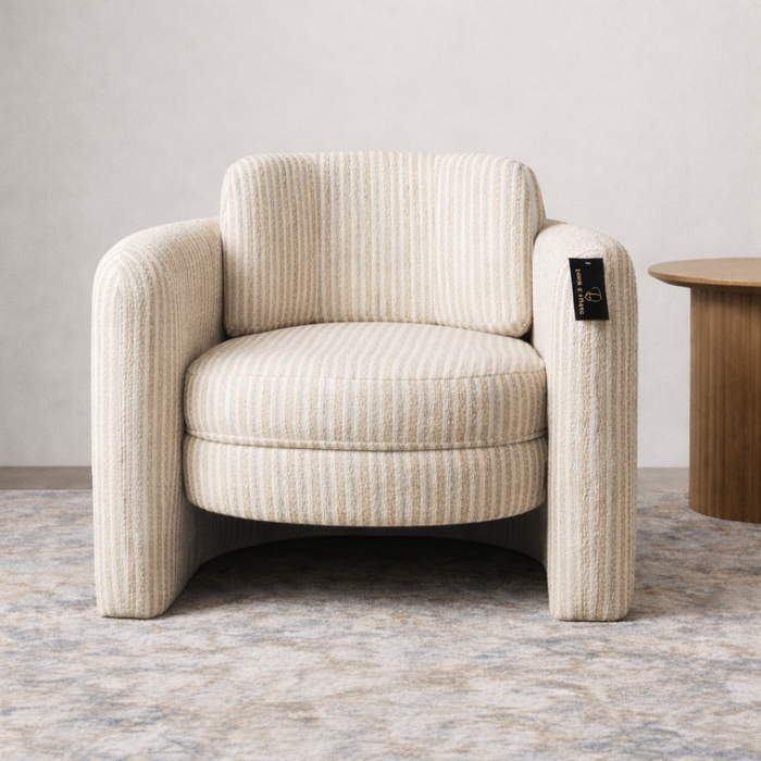 Munson Textured Fabric Accent Chair - STRIPE