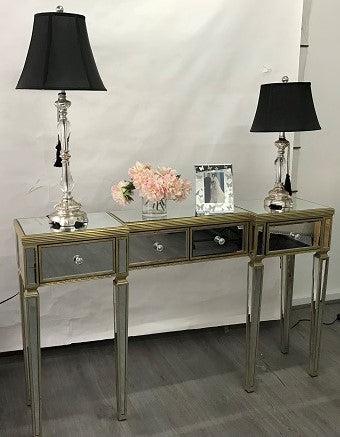 Mirrored Console Antiqued Ribbed