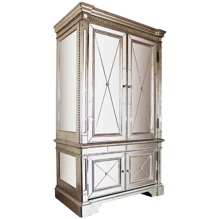 Mirrored Storage Cabinet Antique Ribbed