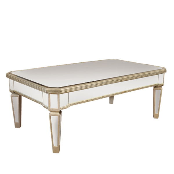 Mirrored Rectangular Coffee Table Antique Ribbed