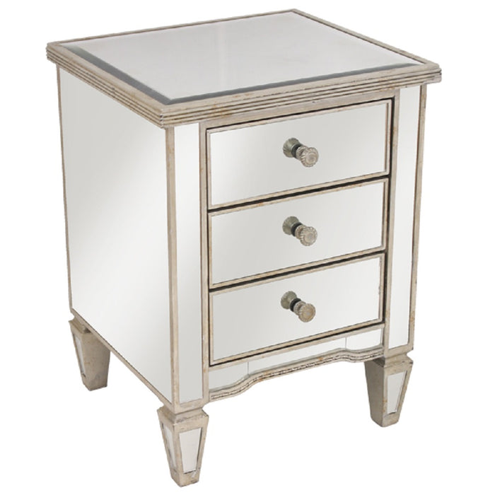 Mirrored Bedside Ribbed