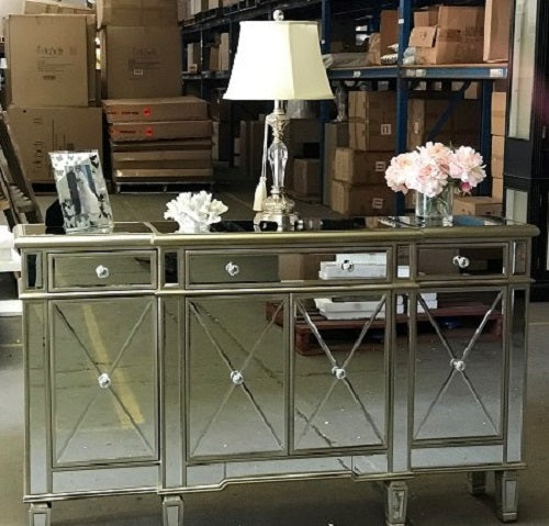 Mirrored Sideboard w/4 doors, 2 small drawers & 1 long drawer