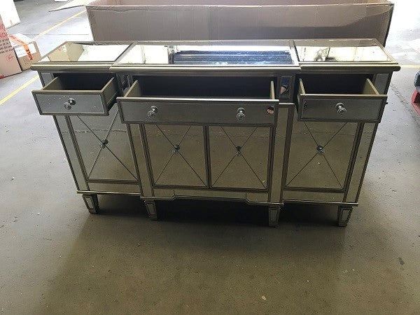 Mirrored Sideboard w/4 doors, 2 small drawers & 1 long drawer