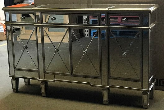 Mirrored Sideboard w/4 doors, 2 small drawers & 1 long drawer